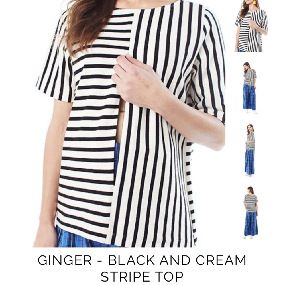 Loyal Hana Nursing Black & Cream Striped Shirt